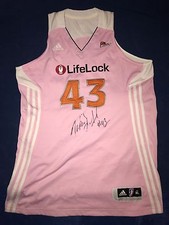 Phoenix Mercury GAME USED Pink JERSEY Nakia Sanford AUTOGRAPH Basketball WNBA 