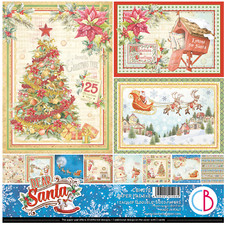 Ciao Bella Dear Santa 8" x 8" Scrapbooking Paper Set Christmas Scrapbook Paper