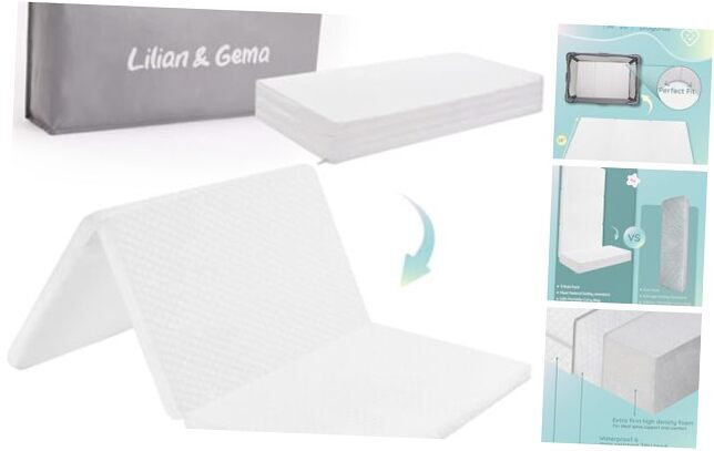 Pack and Play Mattress 38"x26"x1", Pack N Play Mattresses Pad for Play White