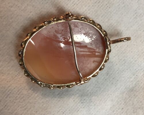 9ct Gold Vintage Cameo Pendant Brooch Weight 3.2g Hallmarked - Picture 3 of 7