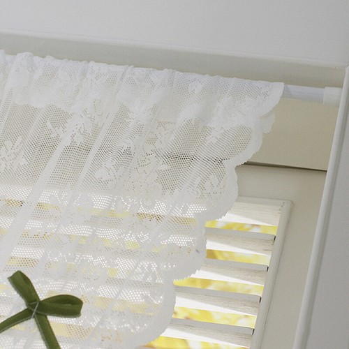 W75*H200cm White Lace Sheer Curtain Kitchen Cafe Door Window Shade Curtain Drape - Picture 4 of 20