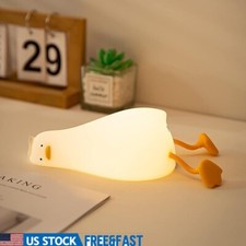 Cute Duck Night Light LED Silicone Touch Bedside Lamp Dimmable Rechargeable Toy