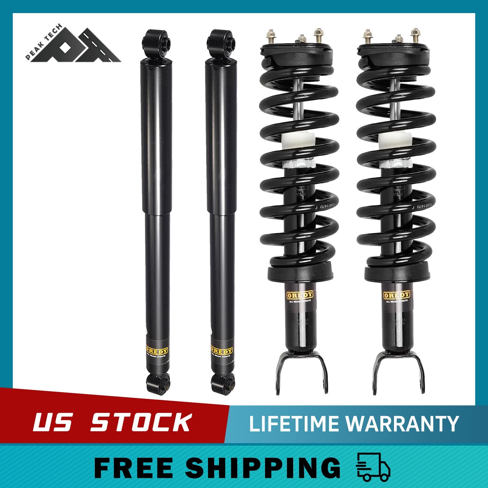 2x Front Struts + 2x Rear Shocks Absorbers for 2006-2008 Dodge Ram 1500 4WD