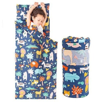 Toddler Nap Mat for Daycare with Carry BagKids Sleeping Bag with Pillow and B...