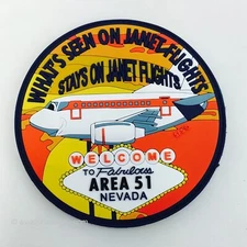JANET AIRLINES "Welcome to Fabulous Area 51 Nevada" - PVC Patch w/ Hook&Loop