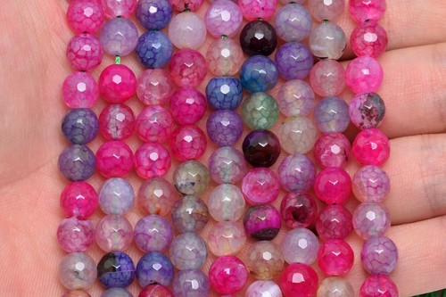 Cuentas de ágata fucsia de 8 mm grado A cuentas sueltas de piedras preciosas redondas facetadas - Imagen 3 de 4