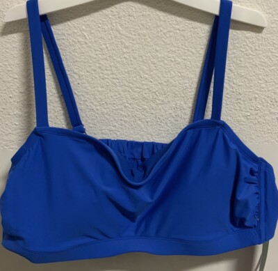  Wild Fable Womens Cobalt Blue Scrunchie Back Detail Bralette Bikini Top (3X)