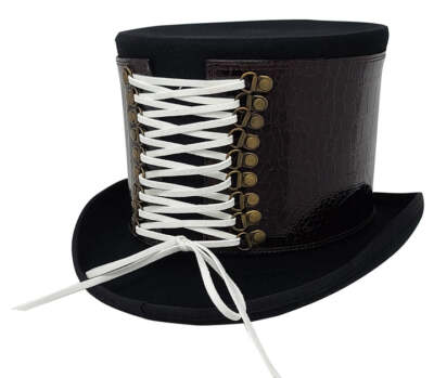 Different Touch Victorian Style Steampunk Mad Hatter Top Hat with Shoelace  Men's