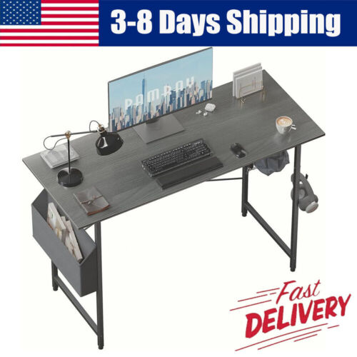 47in Computer Desk Small Space W/Storage Bag & Headphone Hook Office Lightweight