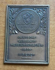 1935-Dated German Championship 2nd Place "II Sieger" Copper Medal Plaquette