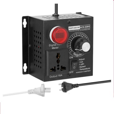 4000W Compact Variable Voltage Controller AC 110V/220V Speed Temperature Light V