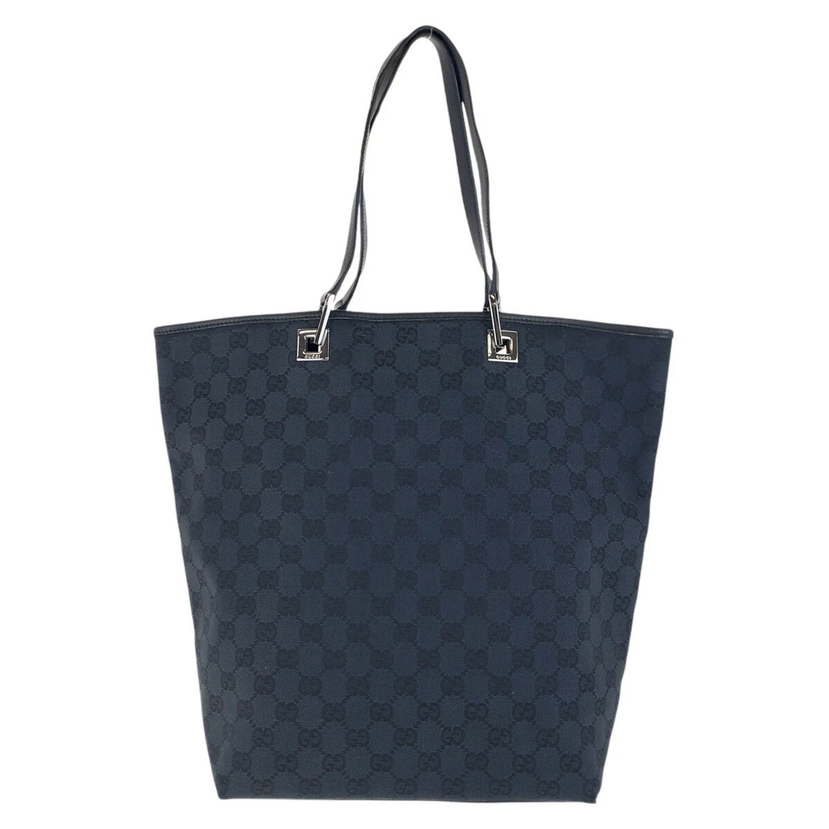 Sac fourre tout bandoulière GUCCI 31243 noir argent matériel GG toile/cuir