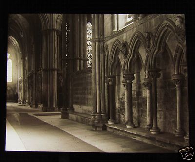 Glas Magic Lantern Slide LINCOLN CATHEDRAL S CHOR AISLE C1900 ENGLAND