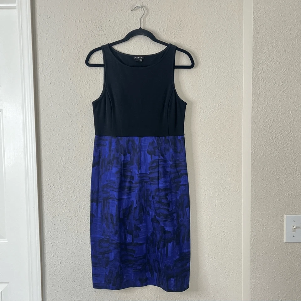 Theory Sleeveless Sheath Dress Size 8 Yeneth Brushstroke - Image 2 of 4