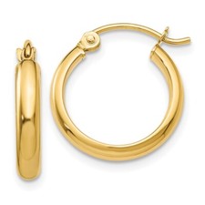 Real 14kt Yellow Gold Round Tube Hoop Earrings