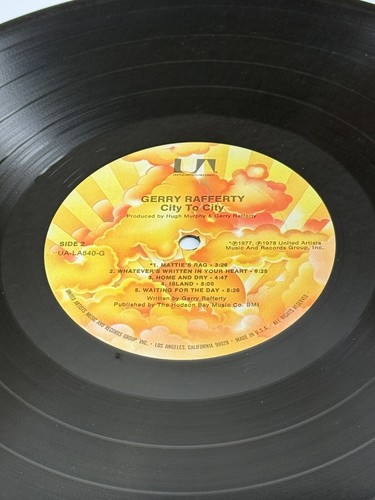 1978 Gerry Rafferty “City To City” Vinyl UA-LA840-G United Artists Records READ - Picture 13 of 17
