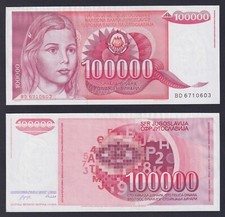 Yugoslavia Banknote 100000 DINAR 1989 P.-97 SUP/AU