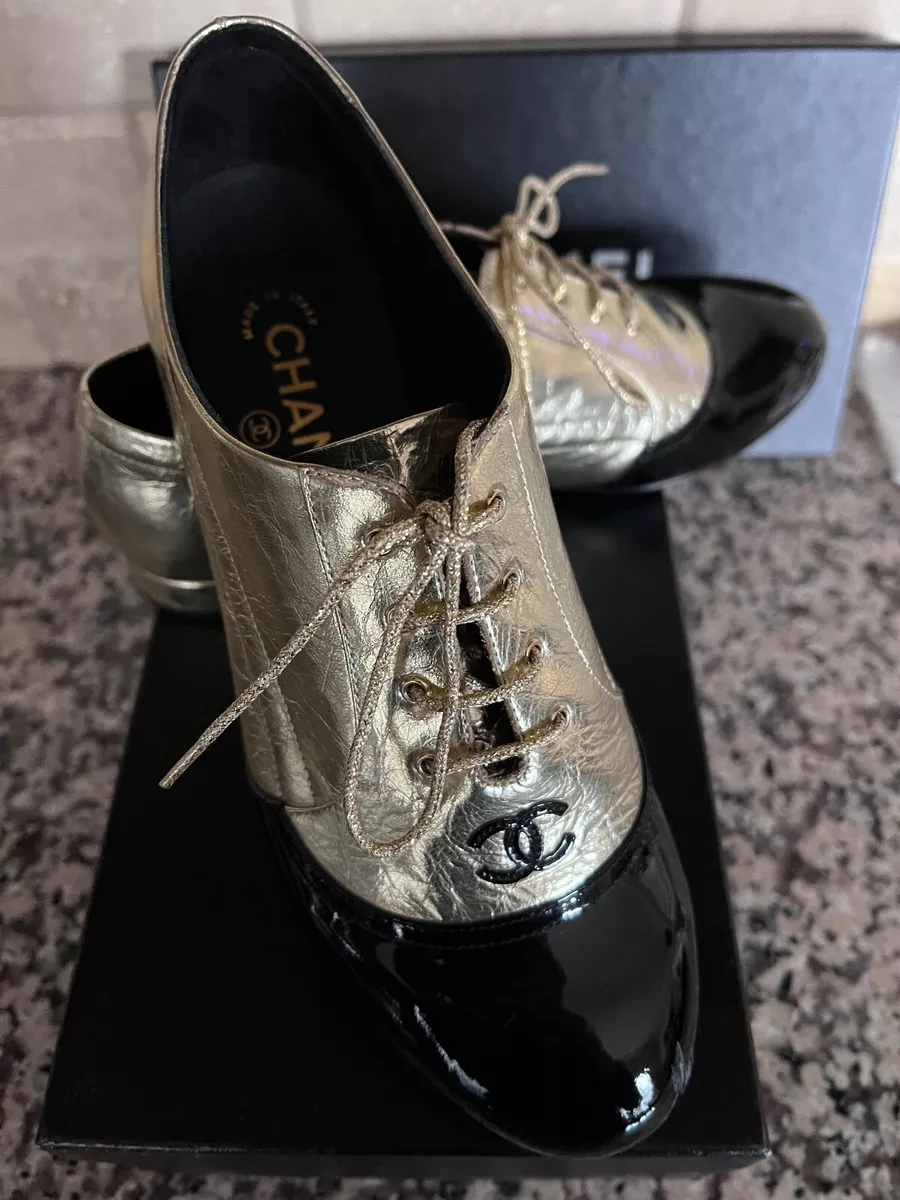 Chanel gold loafers sales