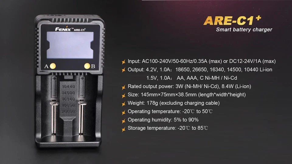 Genuine Fenix ARE-C1+ Battery Charger with Car adapter - Image 3 of 4
