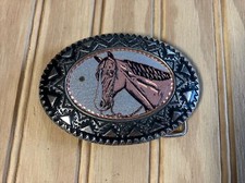 Vintage Horse Head Western Rodeo Belt Buckle 3.5  Western Cowboy Equine Rodeo