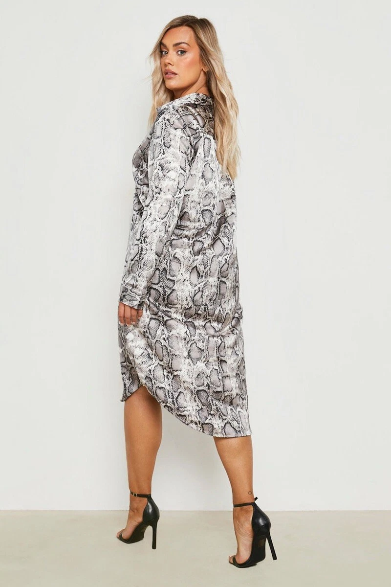 Snake print shirt shop dress boohoo