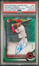 2022 Bowman Chrome Ricardo Cabrera Green Mega Box AUTO Refractor /99 PSA 10 Reds