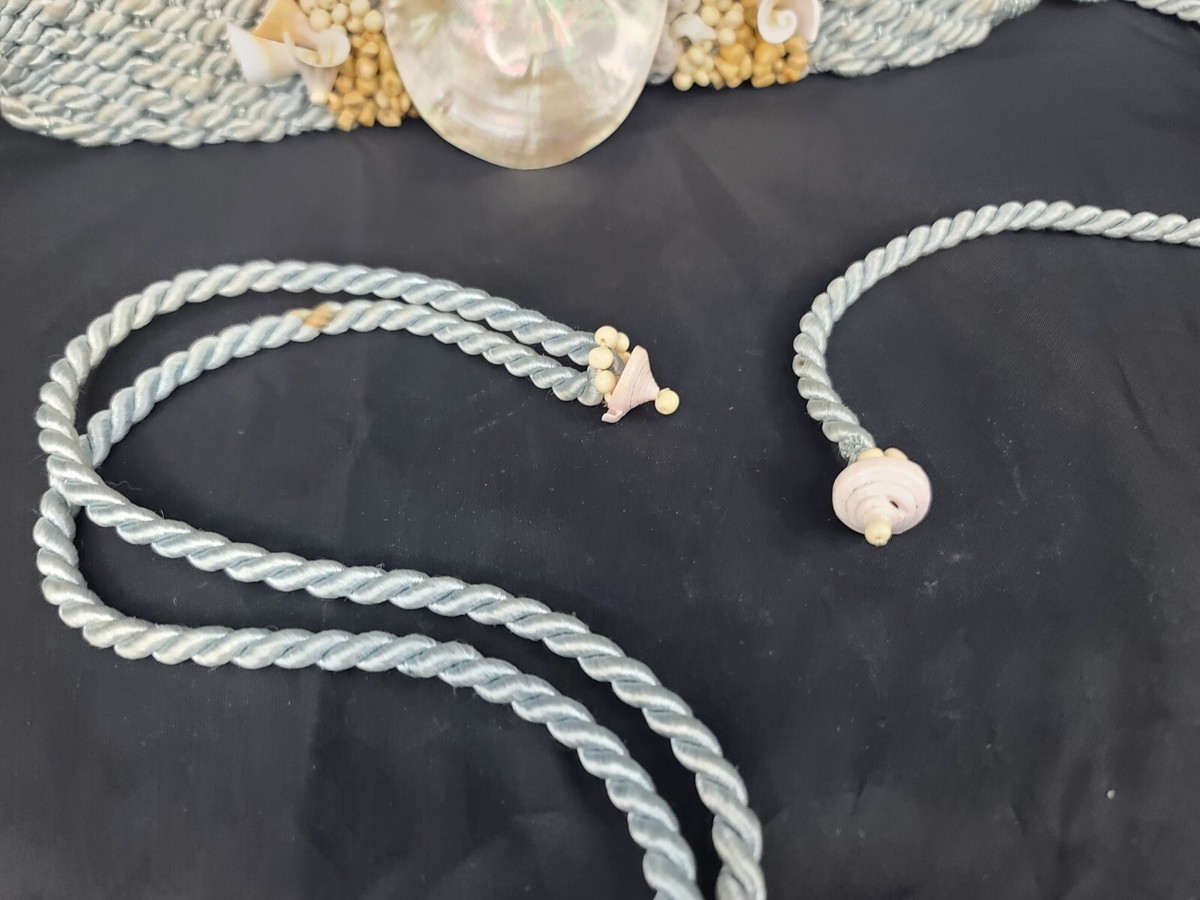 Handmade Sea Shell Ocean Nautical Grey Macrame Belt 55” Long  display picture 2