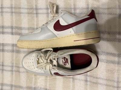 Nike Air Force 1 White Red Leather Low Top Lace-Up Sneakers Rubber Sole