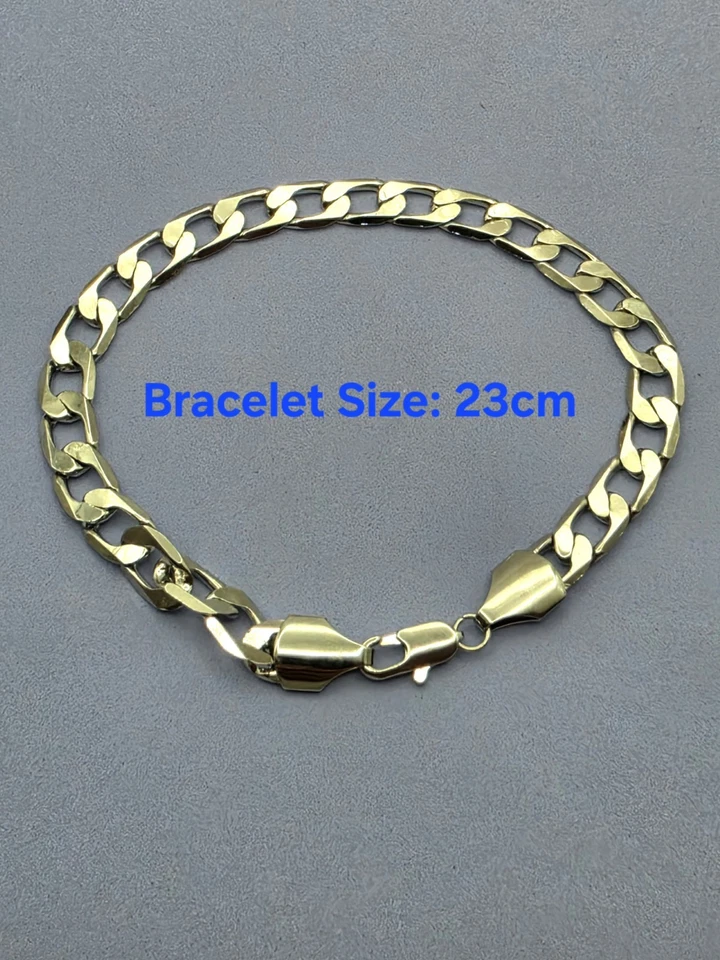 Bracelet Cuban Homme Maille Gourmette Argent 925 Sterling - 23 cm - Photo 1/4
