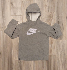 Nike Sweater Youth Girls Gray Purple Swoosh Logo Hoodie Sweatshirt BV2717-092 L