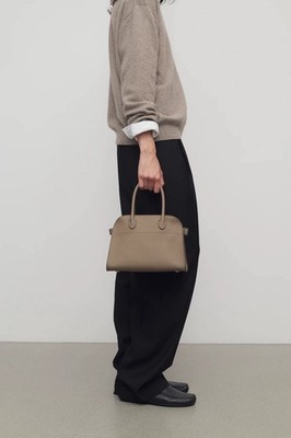 The Row Soft Margaux 10 Bag Leather Smoked Taupe strap dust bag New US Ship
