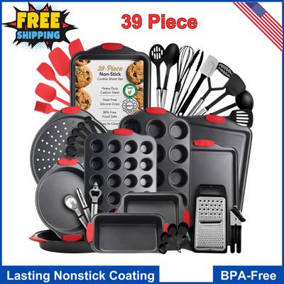 Baking Pan Set, 39 Piece Premium Baking Set, Nonstick Bakeware Sets BPA Free