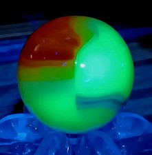 Marble King or Vitro Agate Marble. Patch  Ribbon. .64" Mint. Glows Very Hot