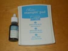 Stampin'Up old style BROCADE BLUE stamp pad and ink refill