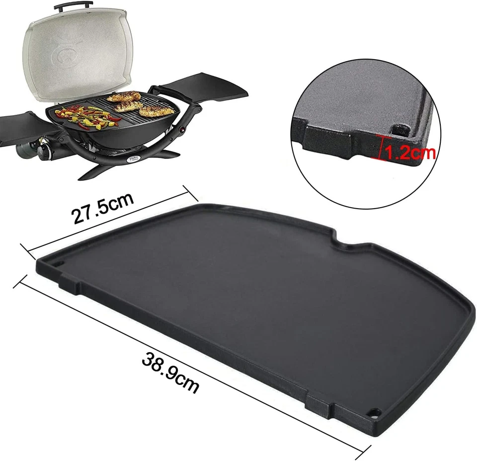 Gusseisen Grillplatte für Weber Q200/Q220/Q240/Q260/Q2000/Q2200/Q2400, 38,9x27,5 - Bild 2 von 4