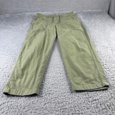 J. Crew Green Cotton Utility Straight Leg Pants Womens 12 Olive Patch Pockets