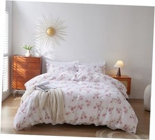 100 French Flax Linen Duvet Cover Set Queen Size, 3pcs Comforter Digital