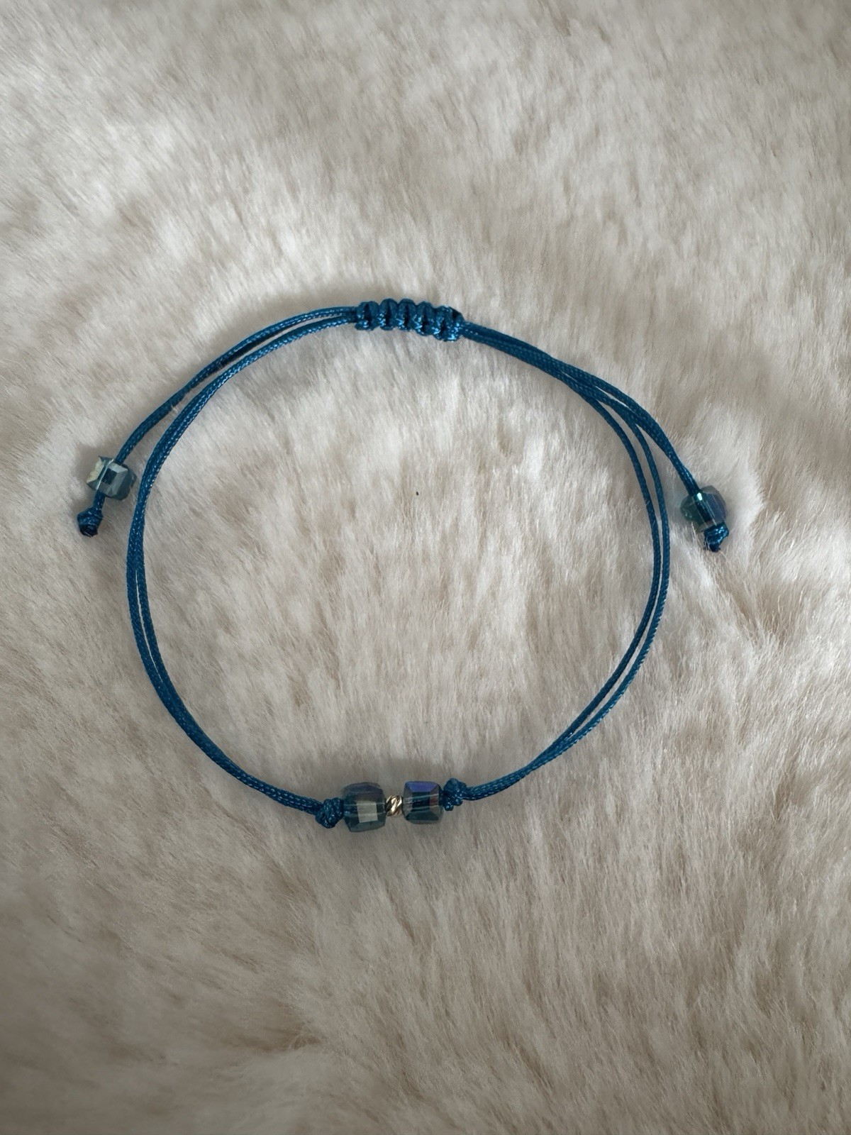 Unisex Armband mit blauen perlen 14K585 Echtgold-Kugel Verstellbar
