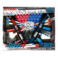 Atomic Power Popper 2X Battle Pack, Includes 60 Ammo Balls, , Red/Blue