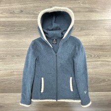 Kuhl Jacket Girls Medium Blue Hooded Full Zip Sherpa Fleece Lined Outdoors