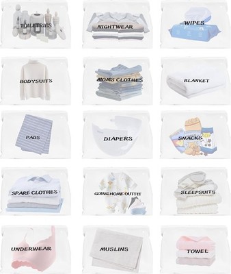 15Pcs Hospital Bags for Women Labor and Delivery,Diaper Bag Organizing Pouches,