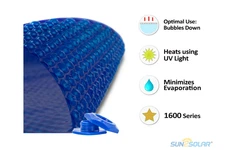 Sun2Solar 1600 Series Oval Blue Solar Blanket for Swimming Pools w/ Grommet Kit