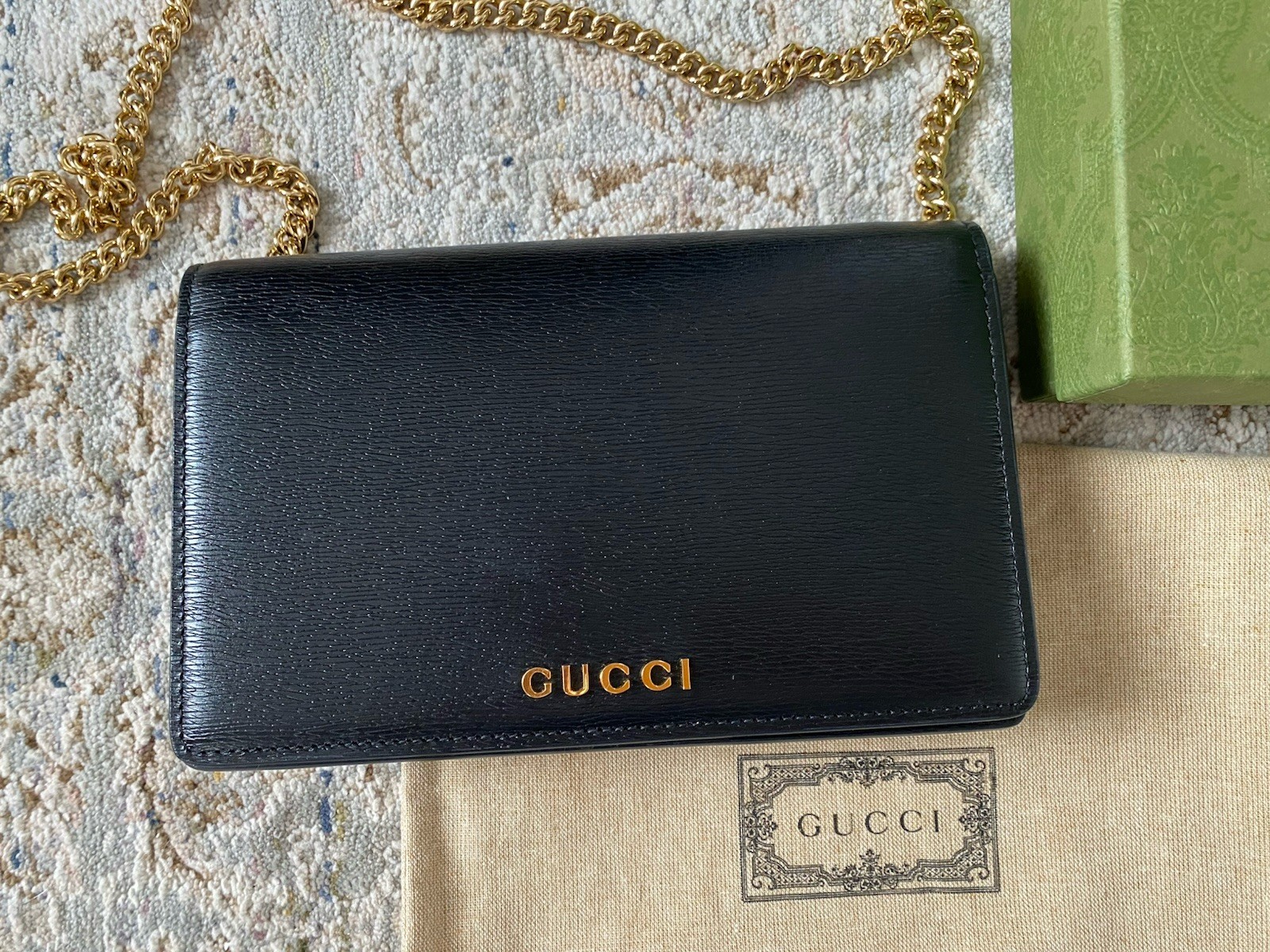 Authentic Gucci Double G Script Black Wallet On T… - image 2