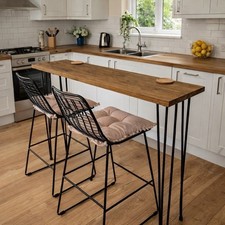 Reclaimed wooden industrial console bar and table Hairpin legs