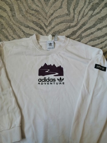 Adidas Adventure Sweater Mens XL White Purple Mountain Size Extra Large Crewneck - Picture 4 of 14