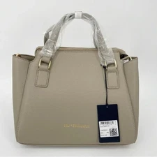 Original Authentic Tru Trussardi 76BTB02 Leather Handbag Tan Cream Purse Bag