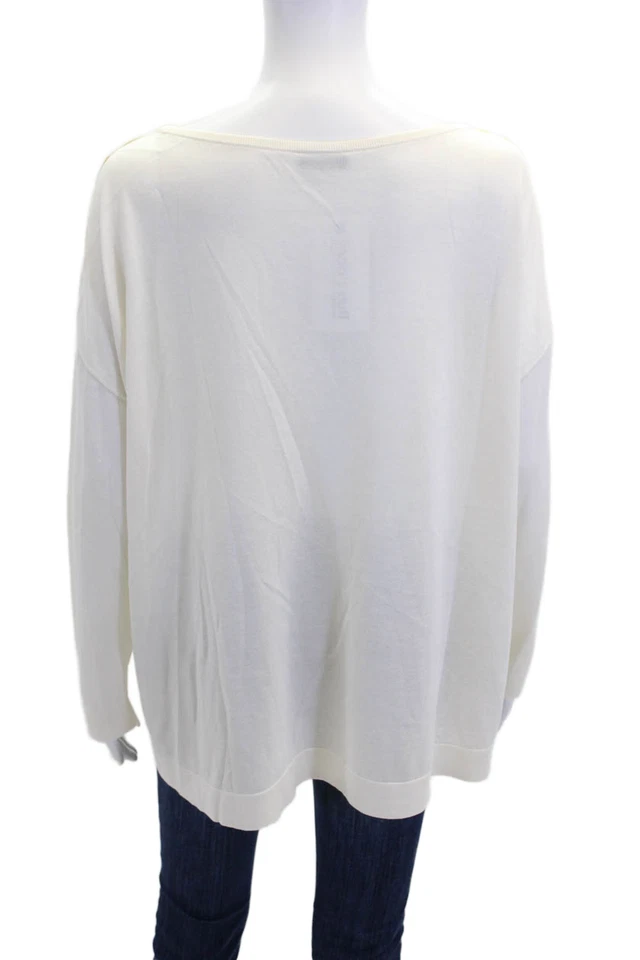 Akris женщин галстук краситель в полоску печать длинным рукавом вязаный блузка лайм зеленый размер 12 - Изображение 3 из 4