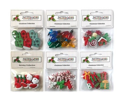 Buttons Galore 50+ Assorted 0.5 to 1.25 inches, Red, Green, White, Yellow