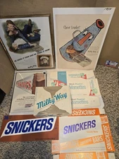 Vintage 50's Mars Mint Pastel Marsettes Candy Box,Snickers,Milky Way Boxes,Ads