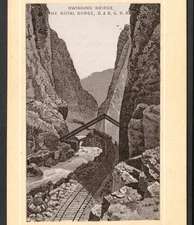 Royal Gorge 1890's Colorado D & RGRR Railroad Train Photo-Lith Coffee Trade Card
